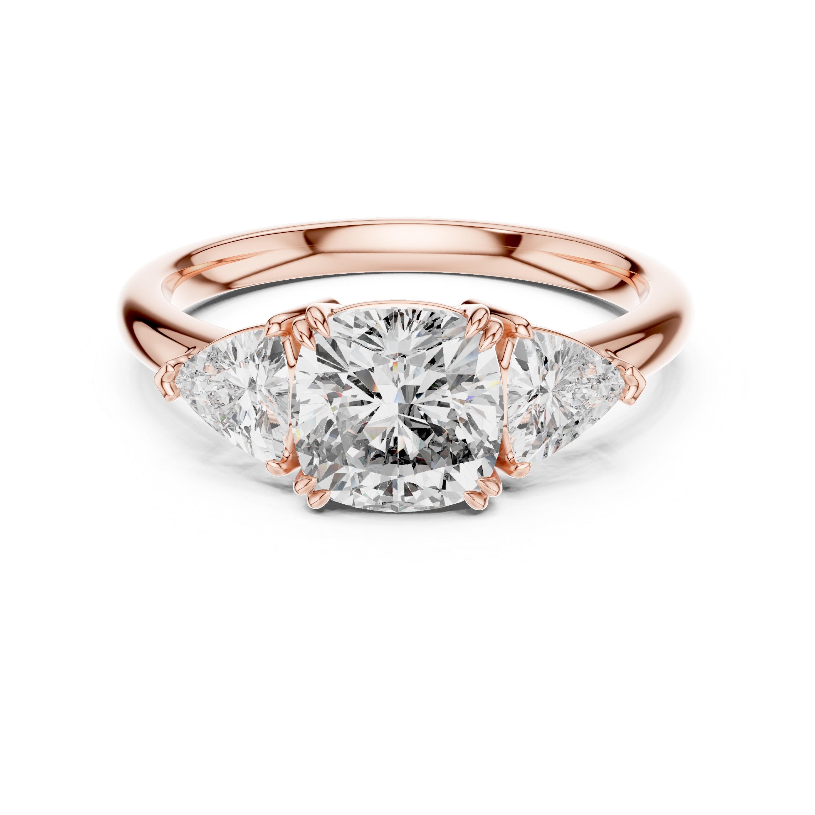 Gold 2Ct Trillion Three Stone Lab Grown Diamond Zavrix Ring