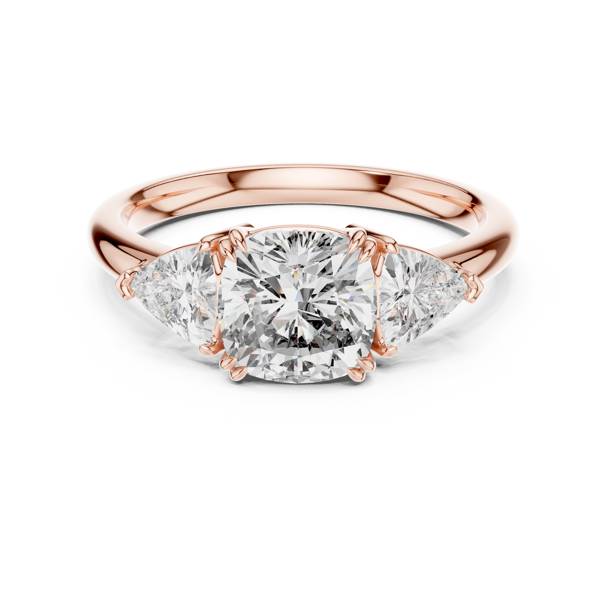 Gold 2Ct Trillion Three Stone Lab Grown Diamond Zavrix Ring
