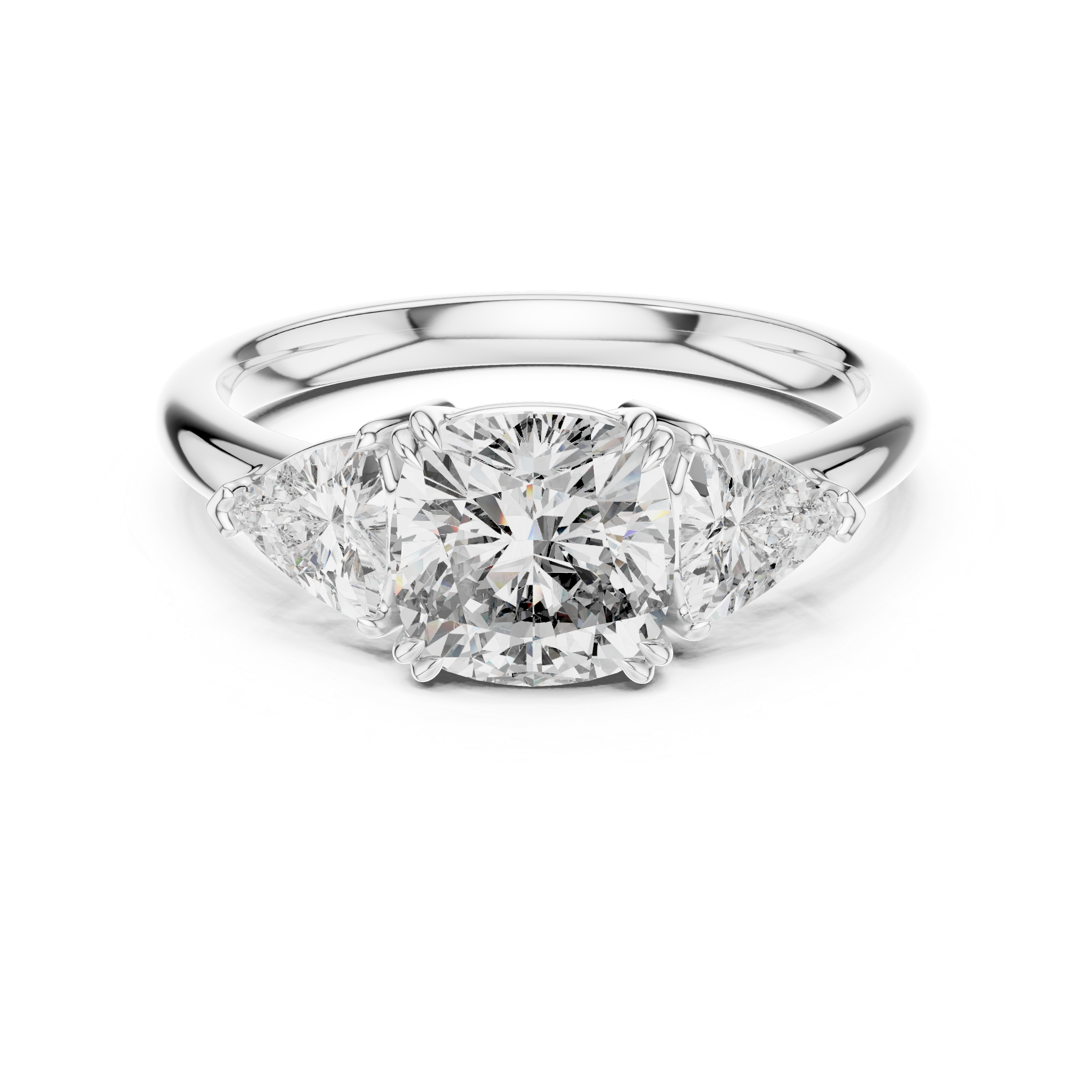 Gold 2Ct Trillion Three Stone Lab Grown Diamond Zavrix Ring