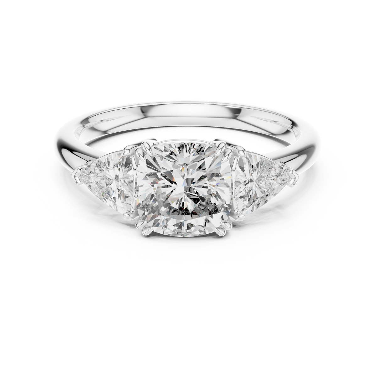 Gold 2Ct Trillion Three Stone Lab Grown Diamond Zavrix Ring