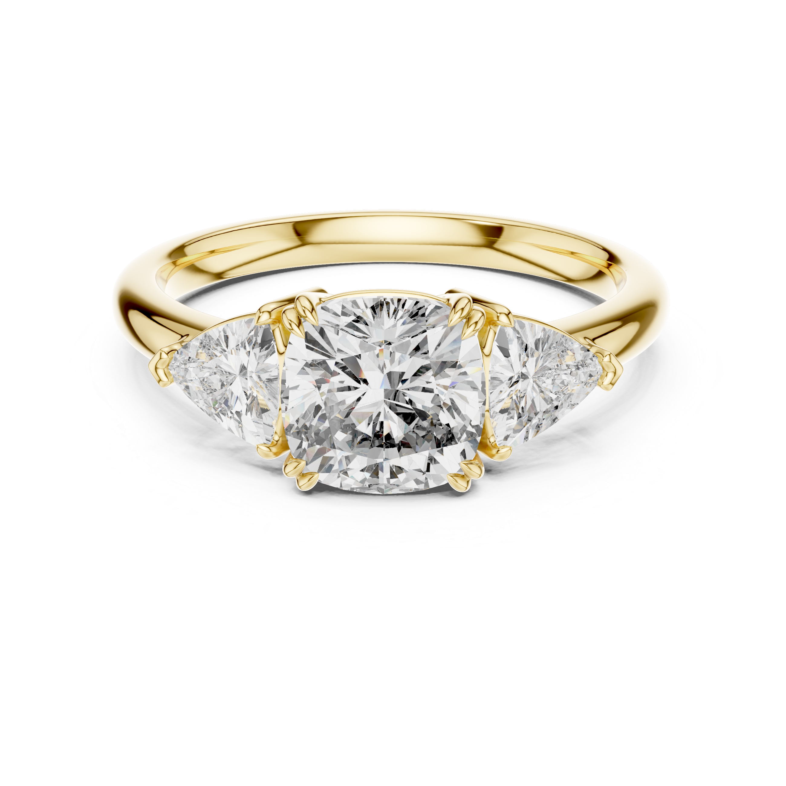 Gold 2Ct Trillion Three Stone Lab Grown Diamond Zavrix Ring