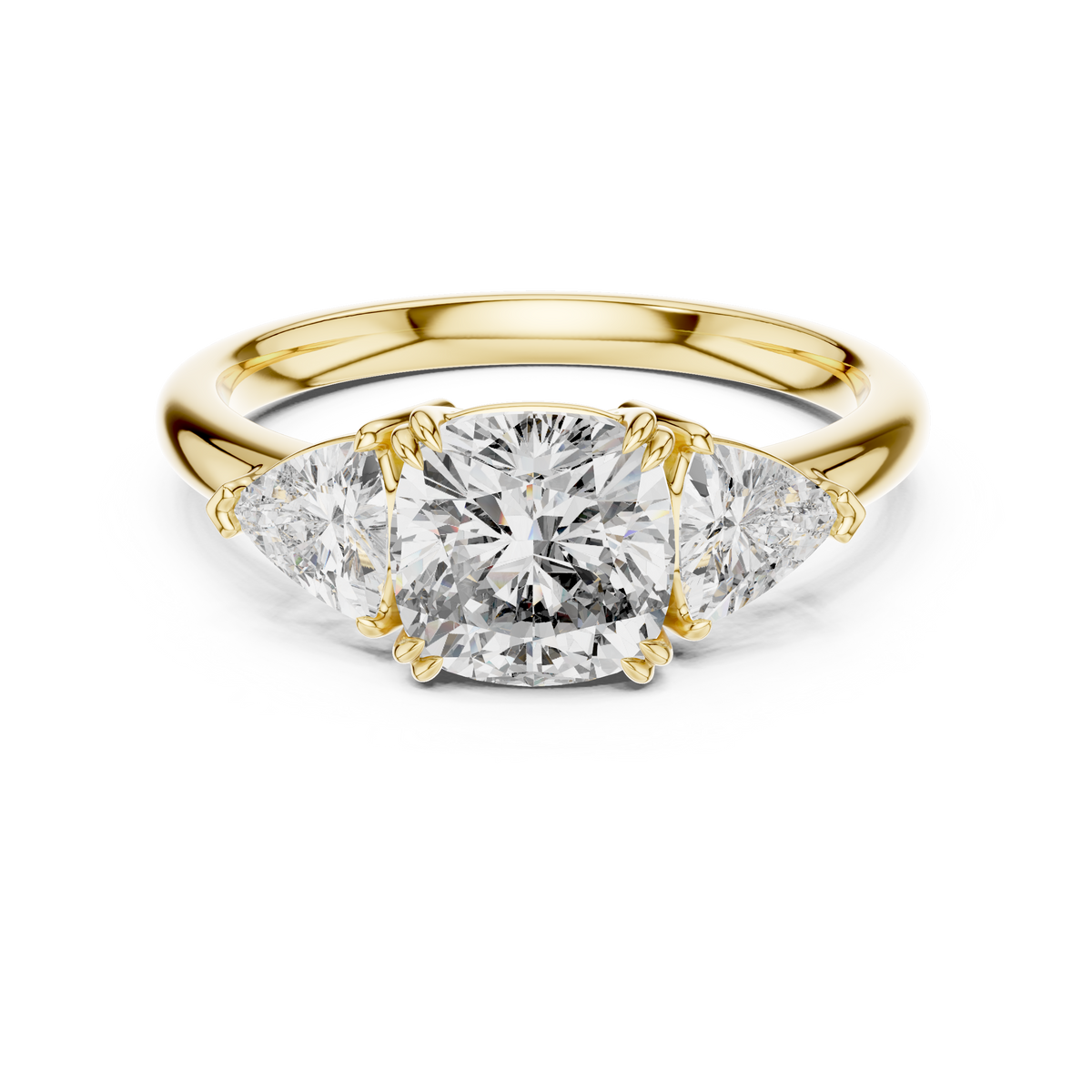 Gold 2Ct Trillion Three Stone Lab Grown Diamond Zavrix Ring