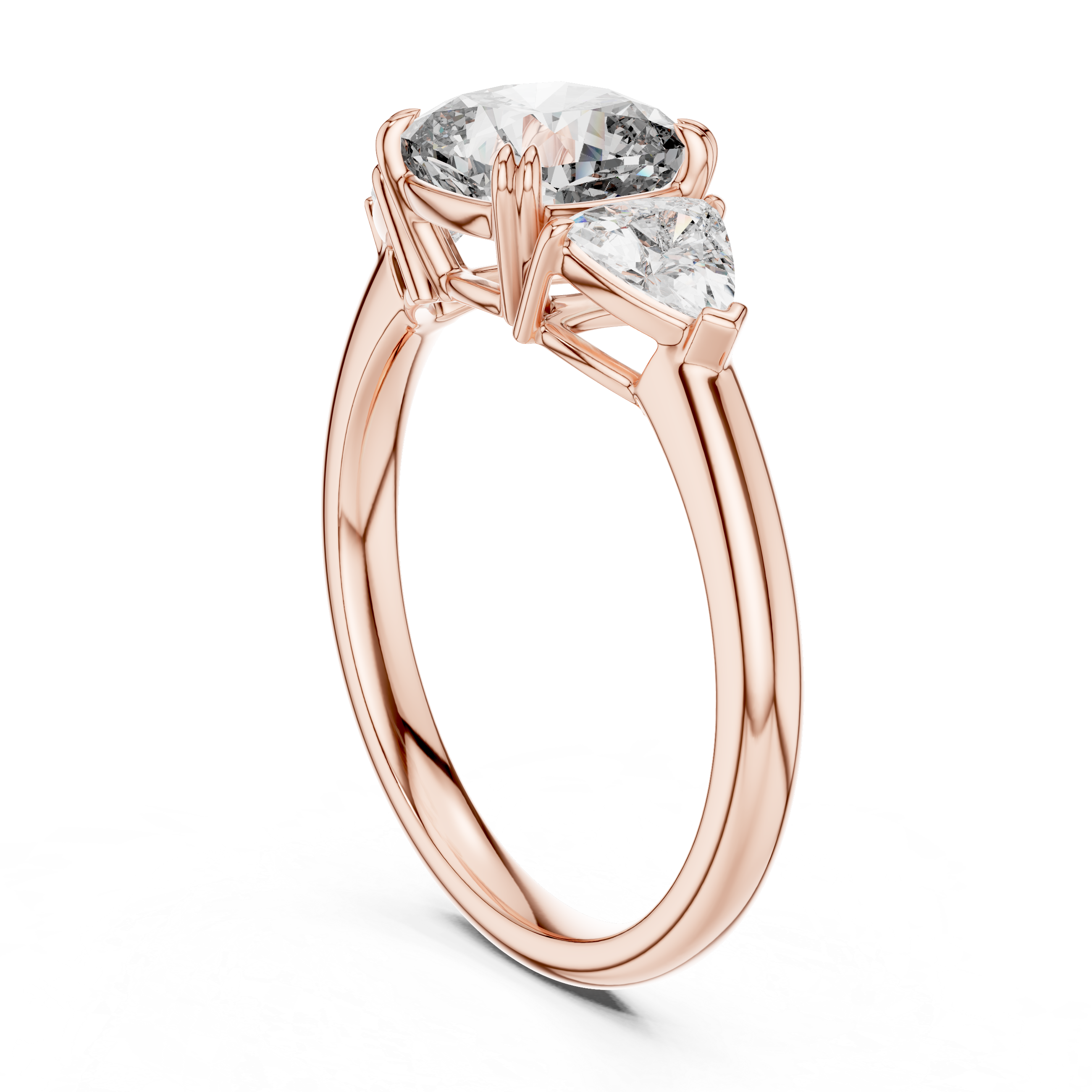 Gold 2Ct Trillion Three Stone Lab Grown Diamond Zavrix Ring
