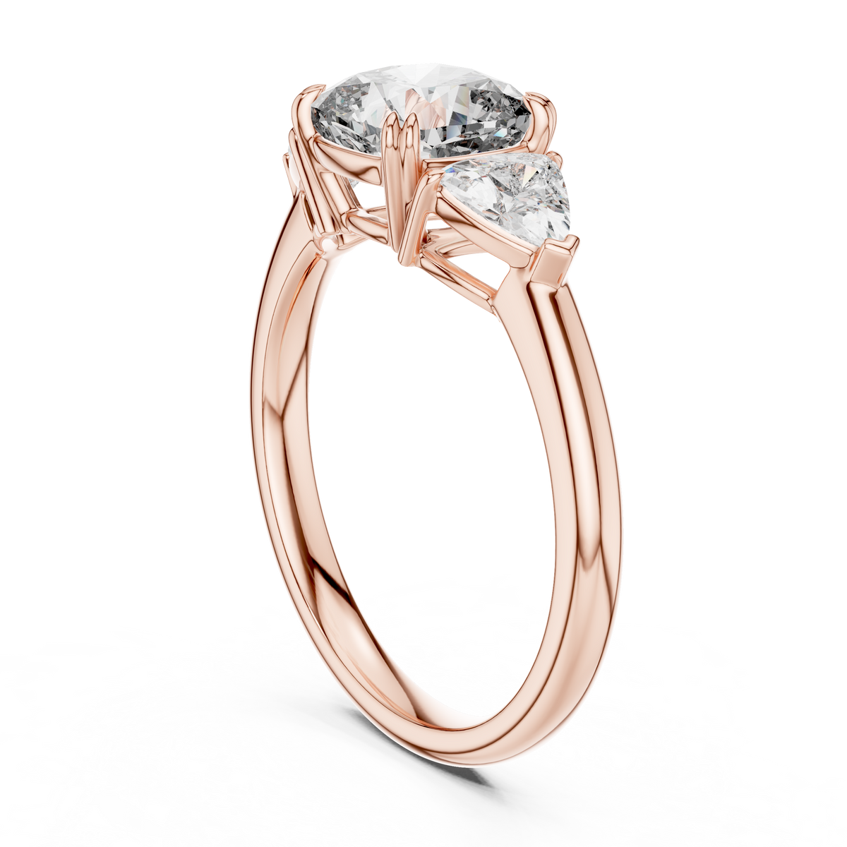 Gold 2Ct Trillion Three Stone Lab Grown Diamond Zavrix Ring