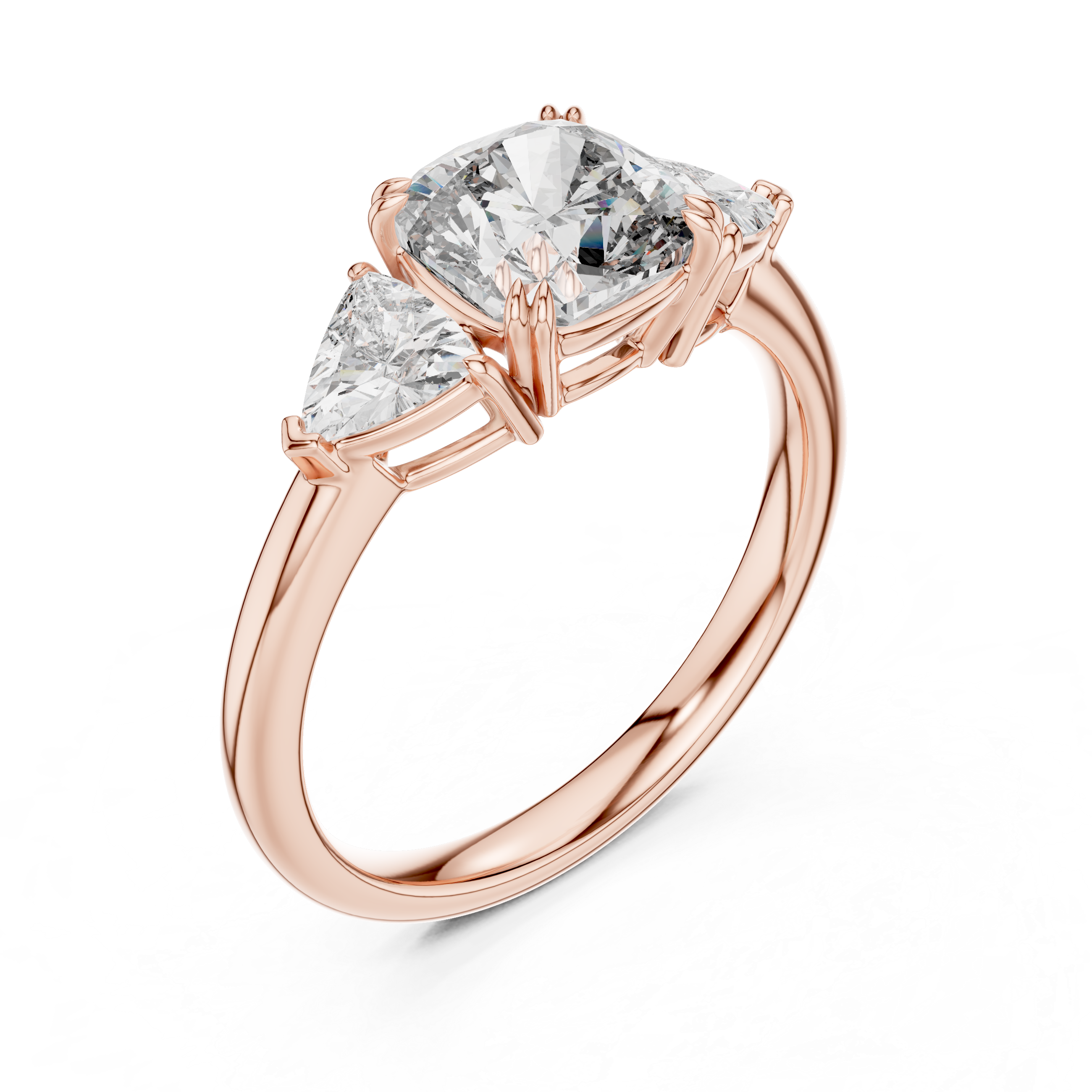 Gold 2Ct Trillion Three Stone Lab Grown Diamond Zavrix Ring