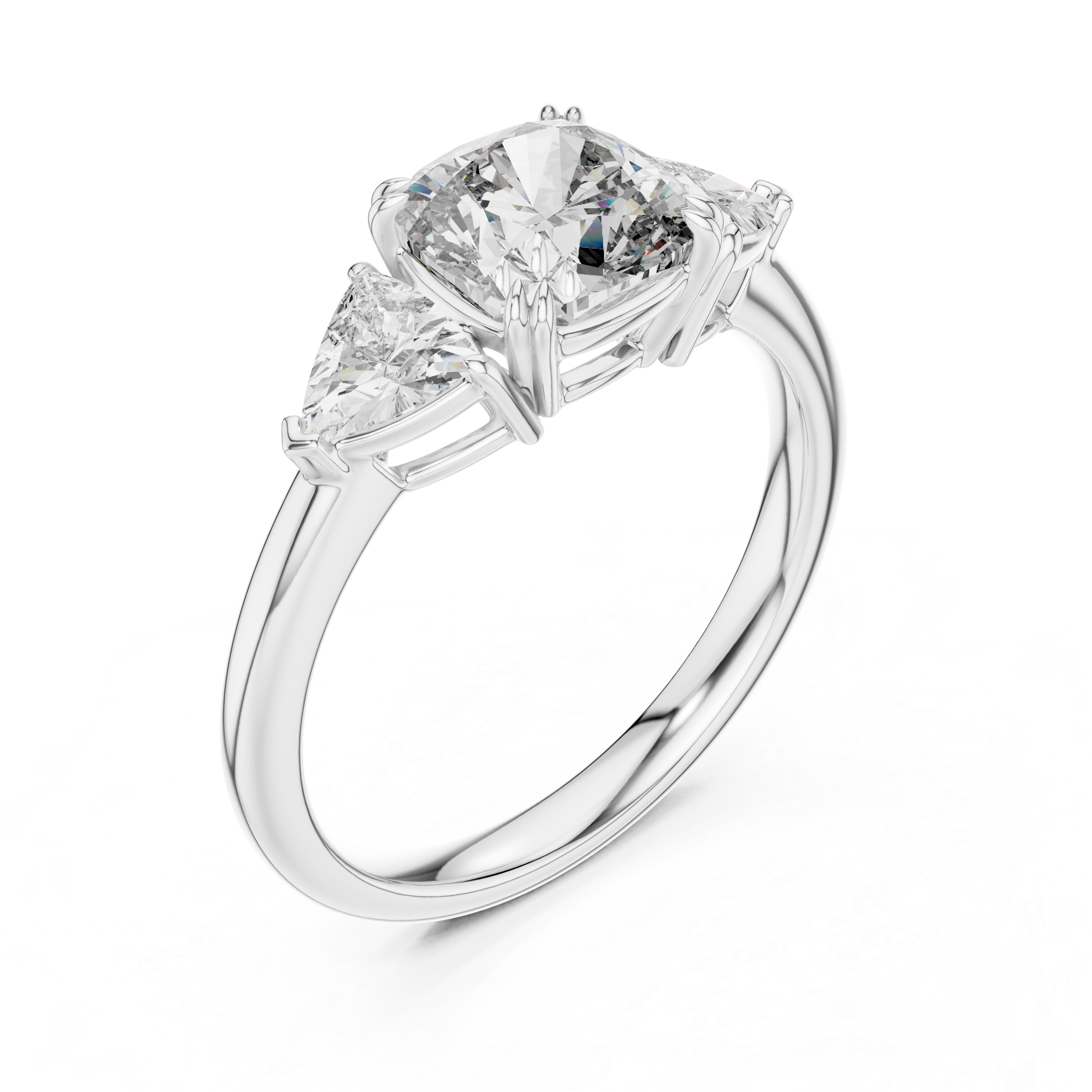 Gold 2Ct Trillion Three Stone Lab Grown Diamond Zavrix Ring
