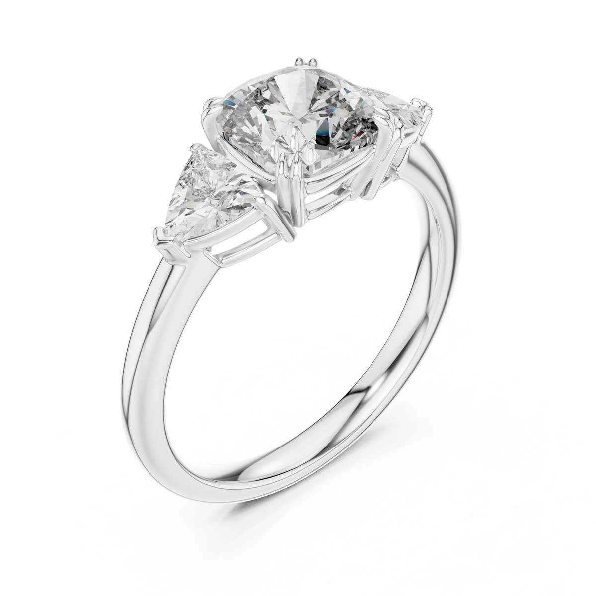 Gold 2Ct Trillion Three Stone Lab Grown Diamond Zavrix Ring
