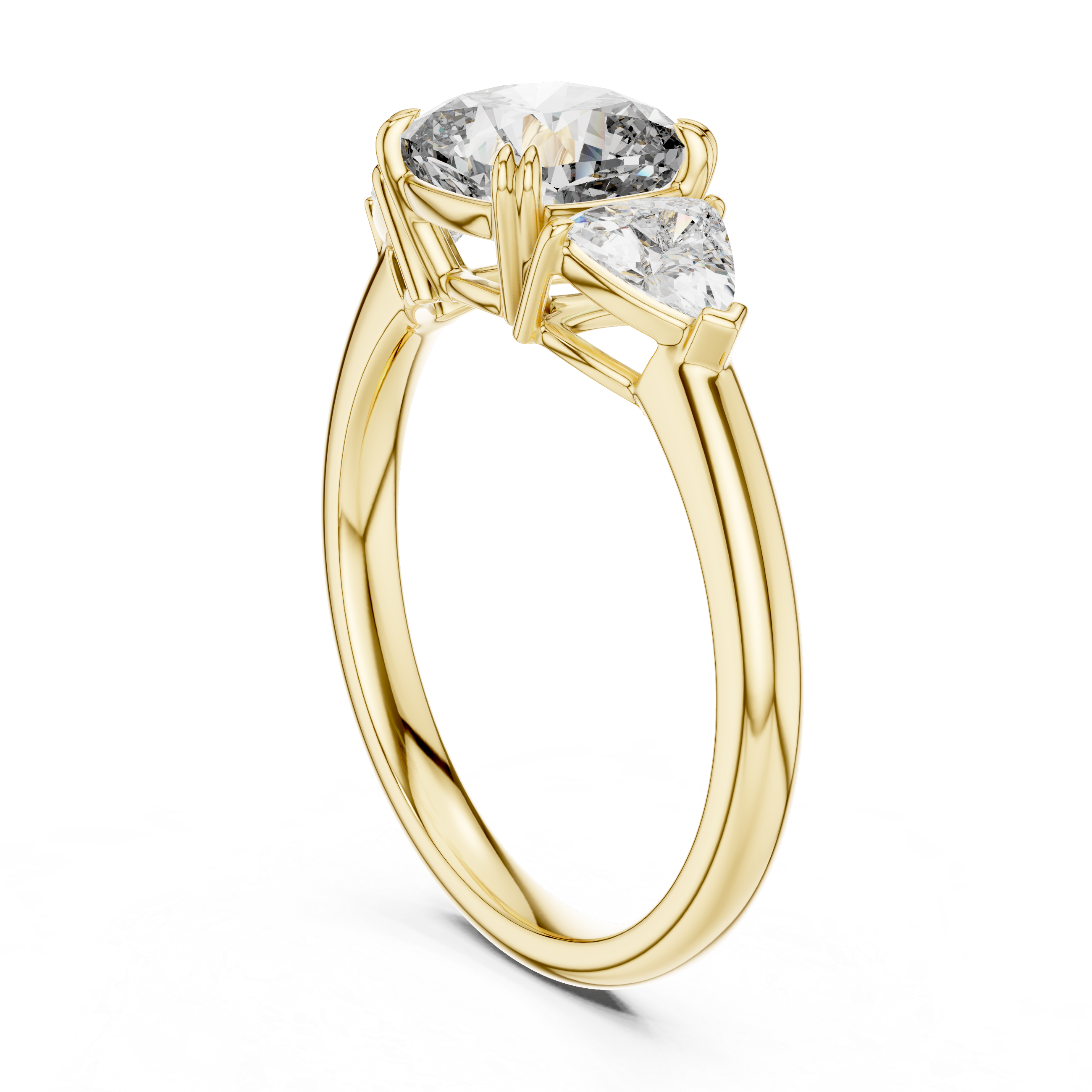 Gold 2Ct Trillion Three Stone Lab Grown Diamond Zavrix Ring