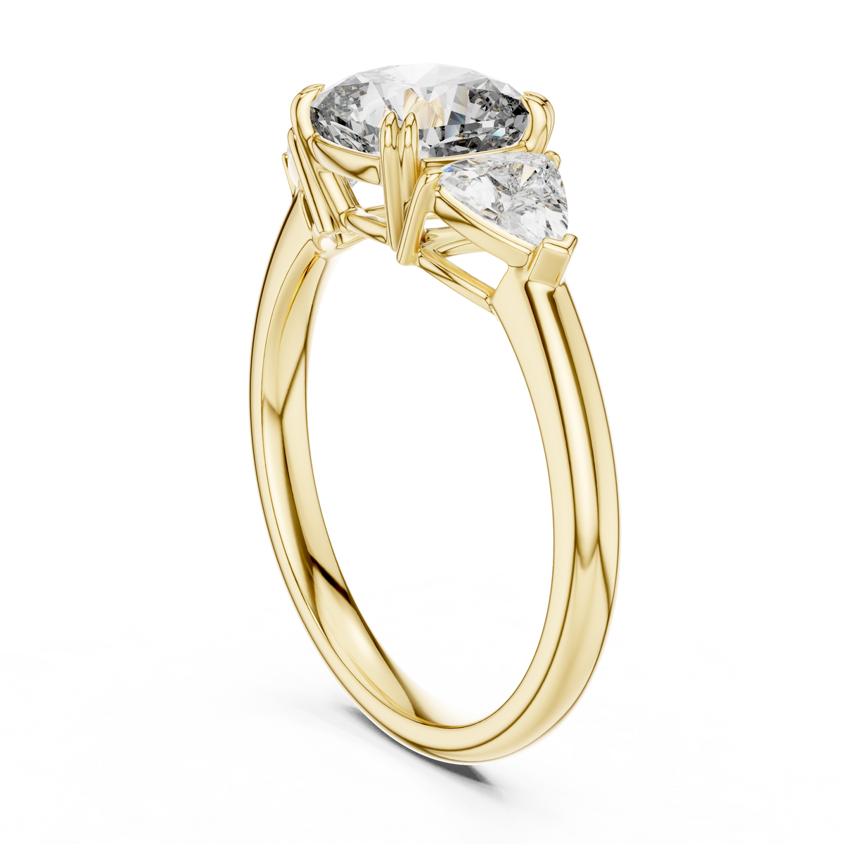 Gold 2Ct Trillion Three Stone Lab Grown Diamond Zavrix Ring