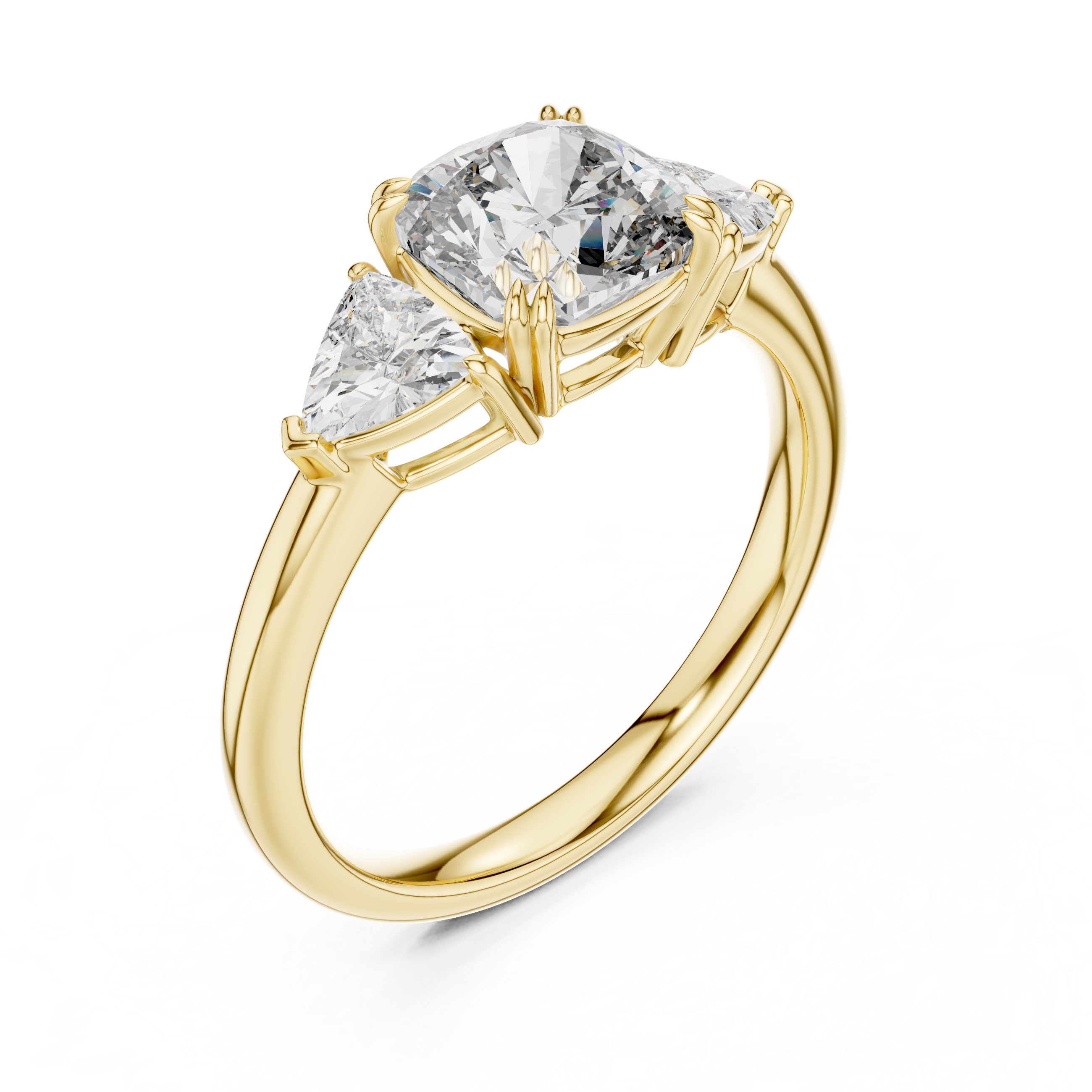 Gold 2Ct Trillion Three Stone Lab Grown Diamond Zavrix Ring