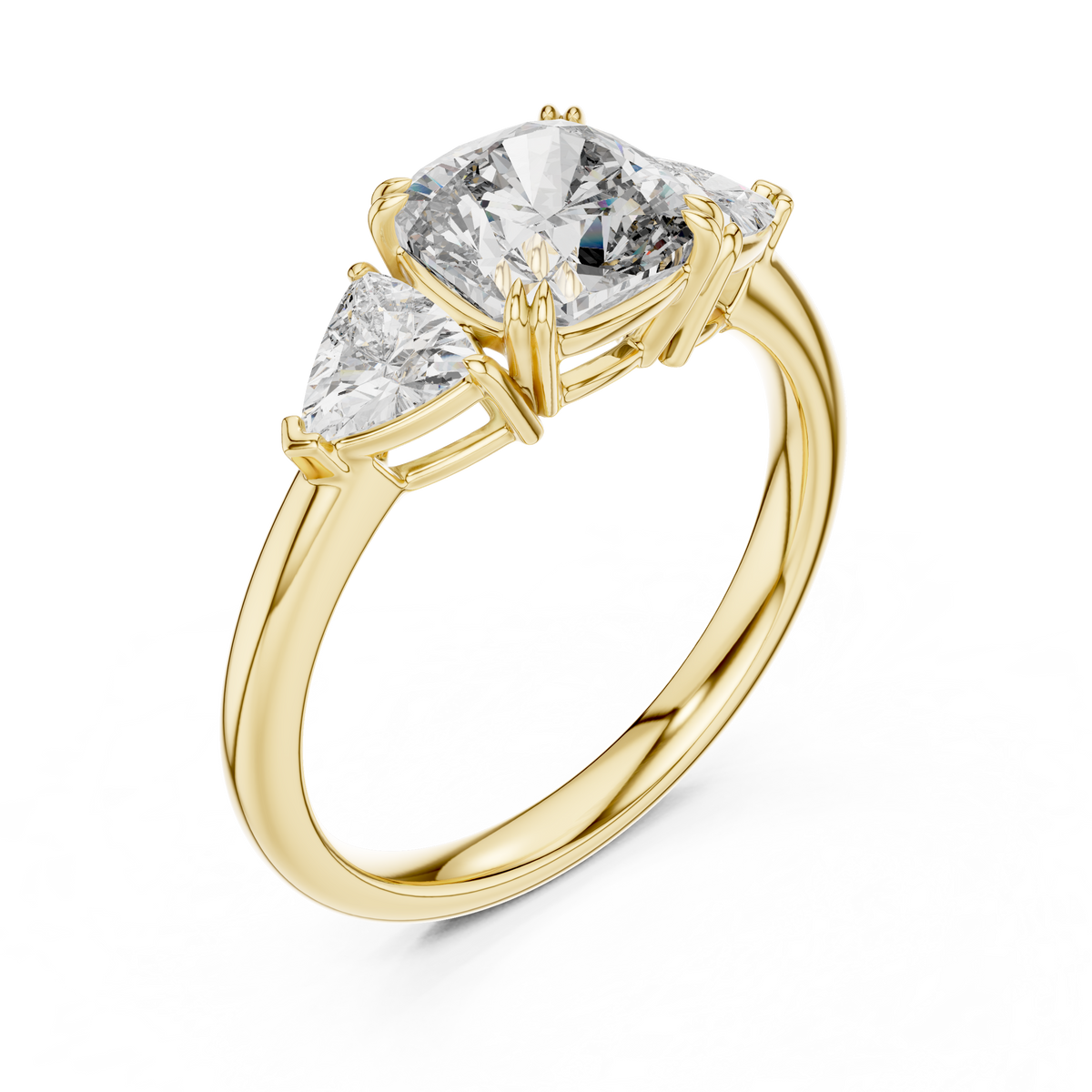 Gold 2Ct Trillion Three Stone Lab Grown Diamond Zavrix Ring