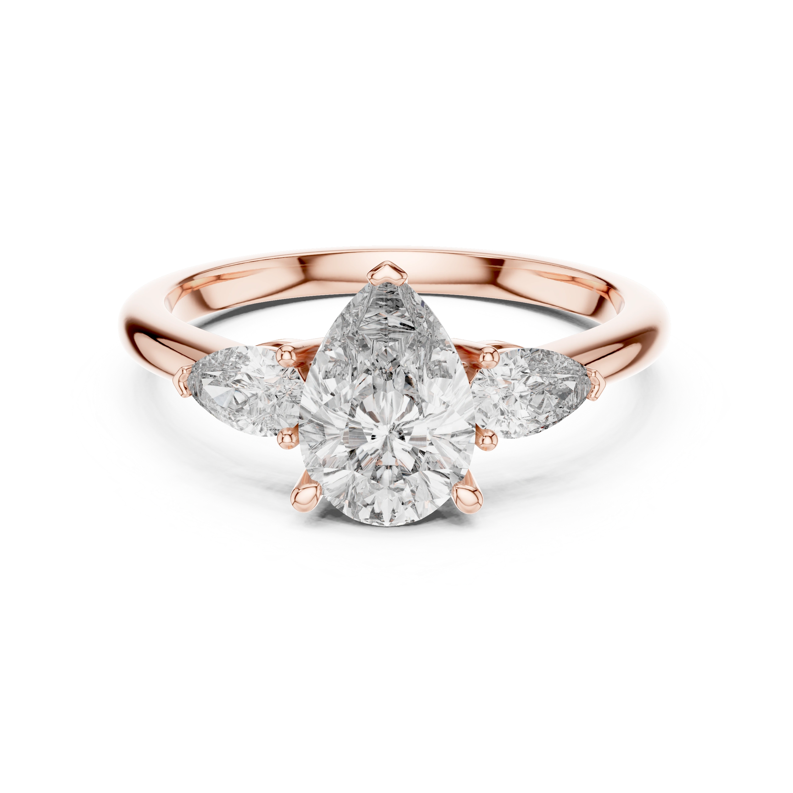 Gold 1 20Ct Reiko Lab Grown Diamond Pear Three Stone Ring