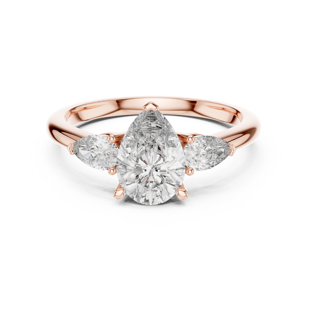 Gold 1 20Ct Reiko Lab Grown Diamond Pear Three Stone Ring