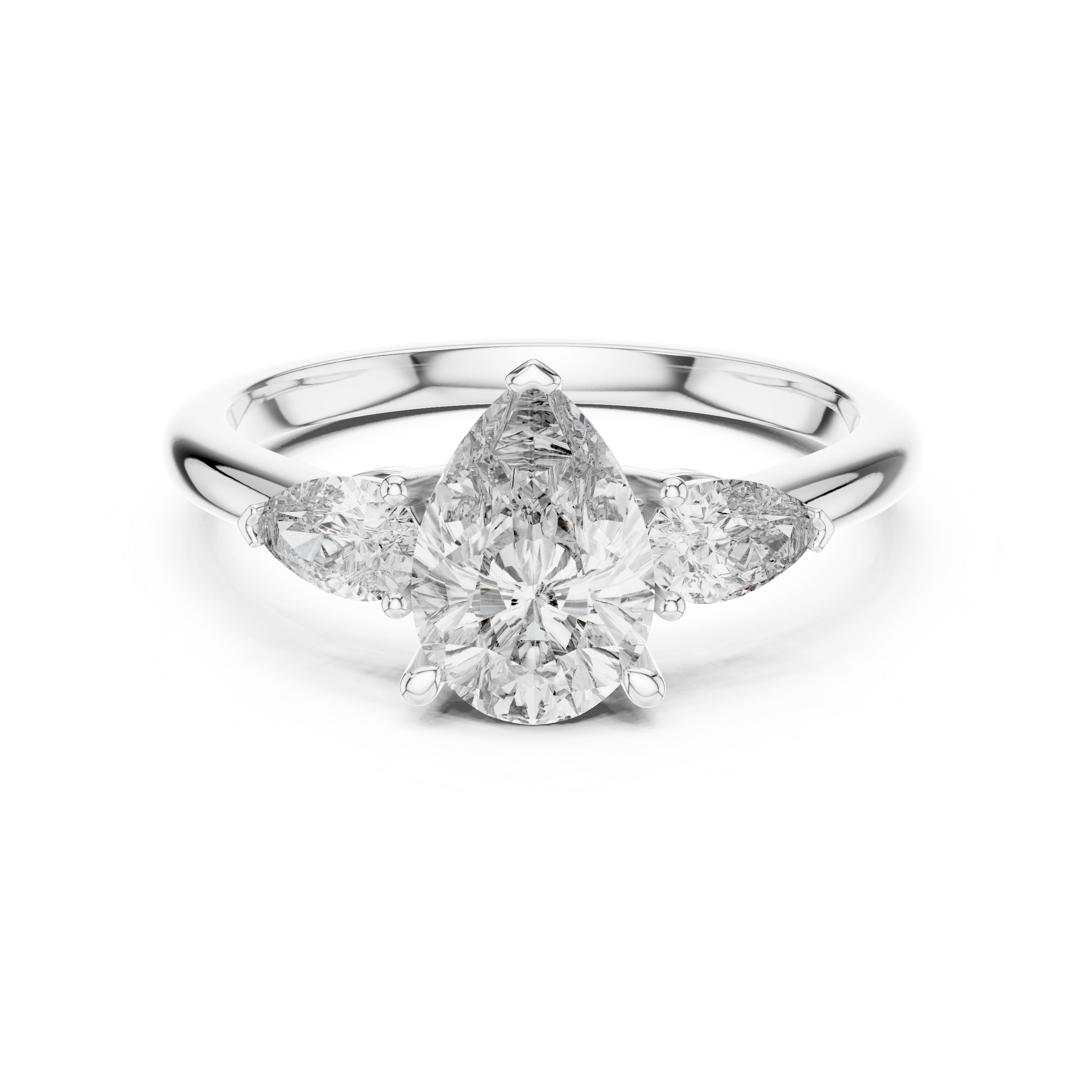Gold 1 20Ct Reiko Lab Grown Diamond Pear Three Stone Ring
