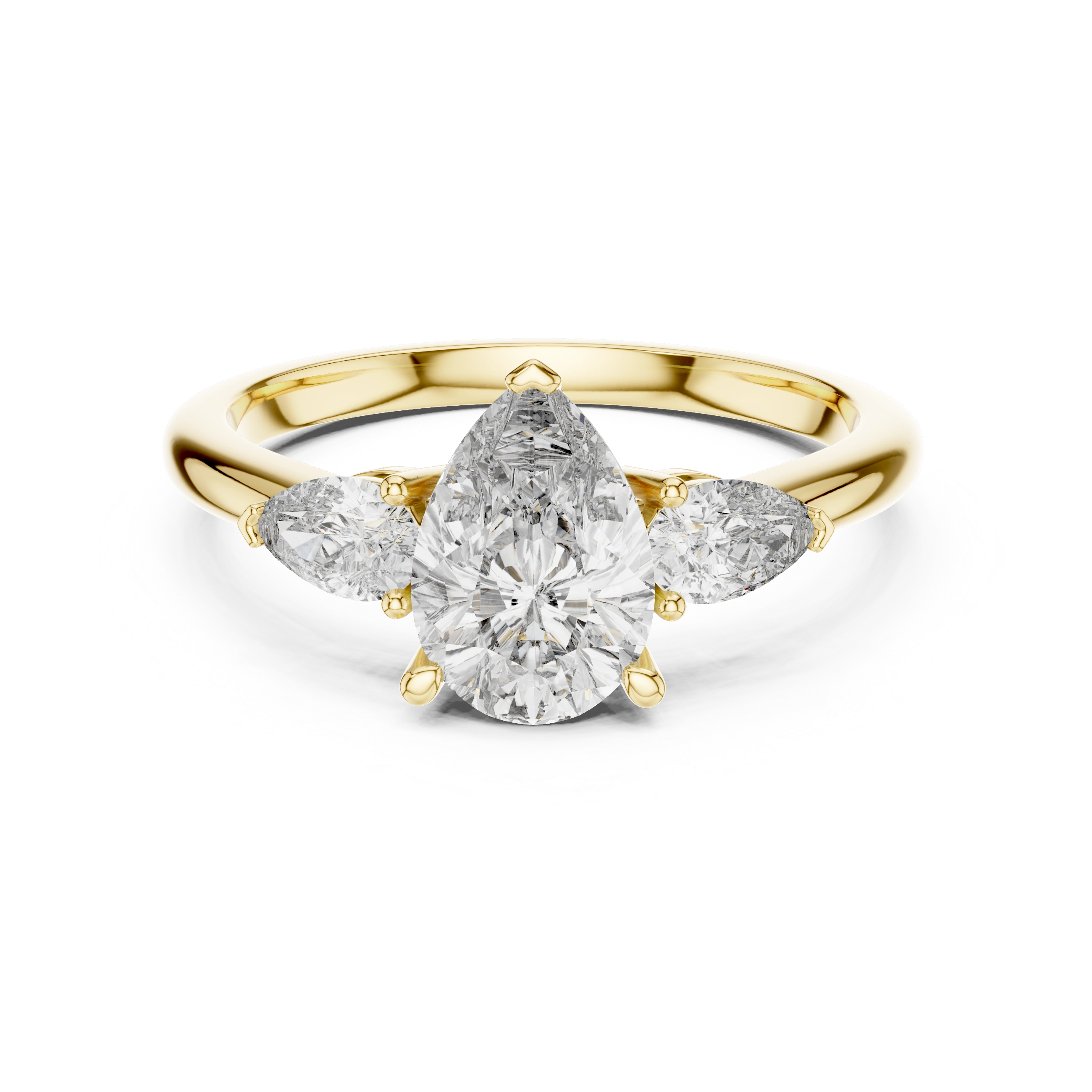 Gold 1 20Ct Reiko Lab Grown Diamond Pear Three Stone Ring