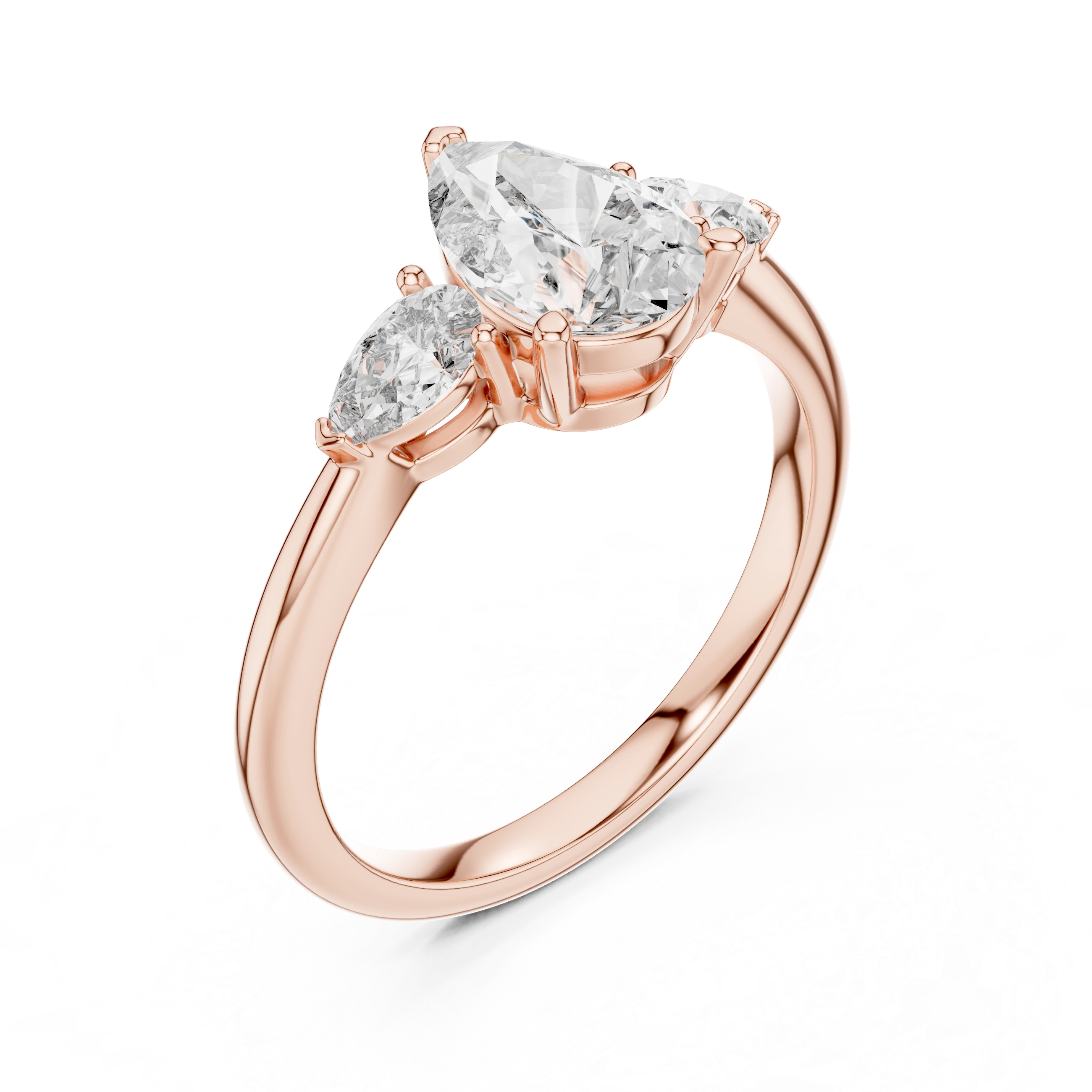 Gold 1 20Ct Reiko Lab Grown Diamond Pear Three Stone Ring