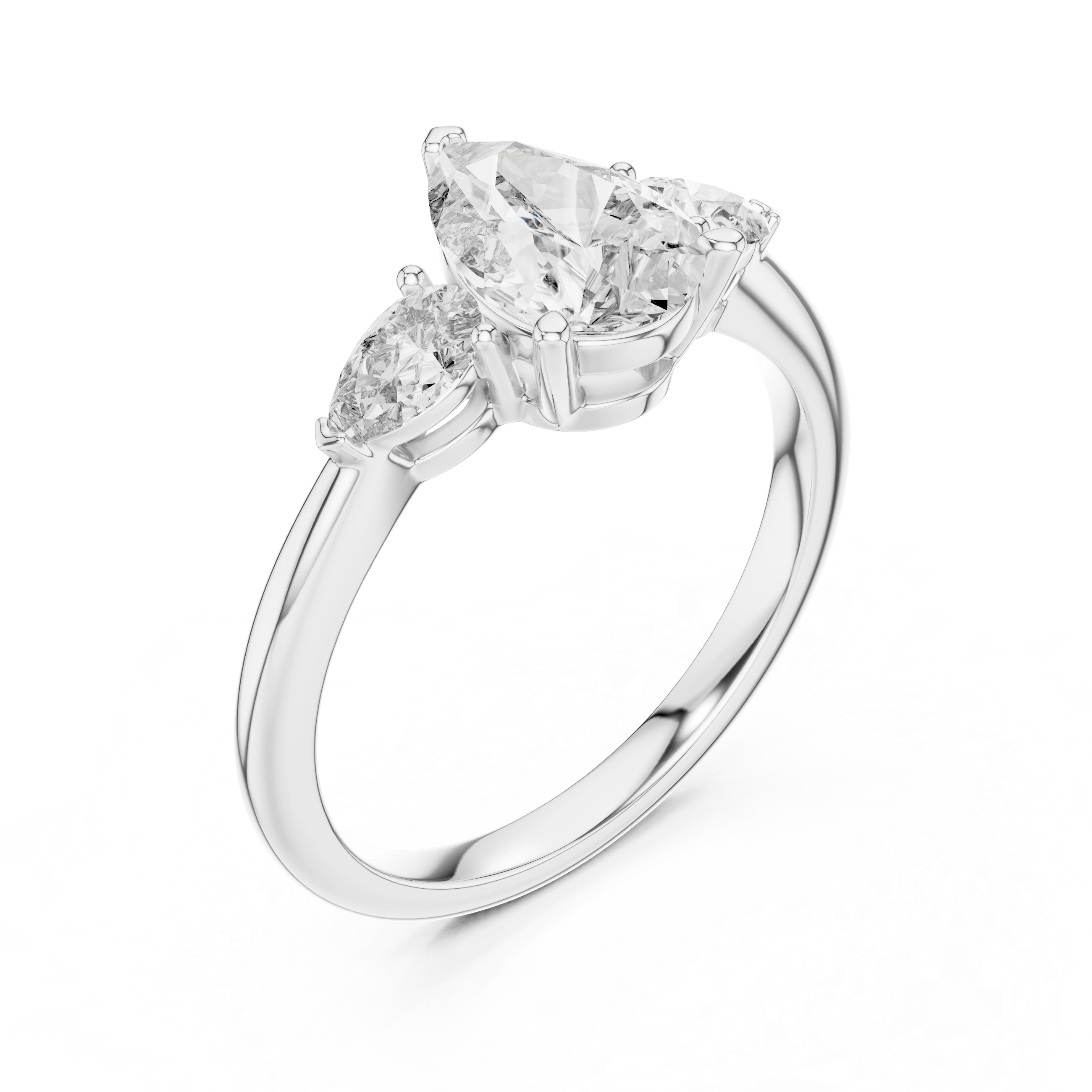 Gold 1 20Ct Reiko Lab Grown Diamond Pear Three Stone Ring