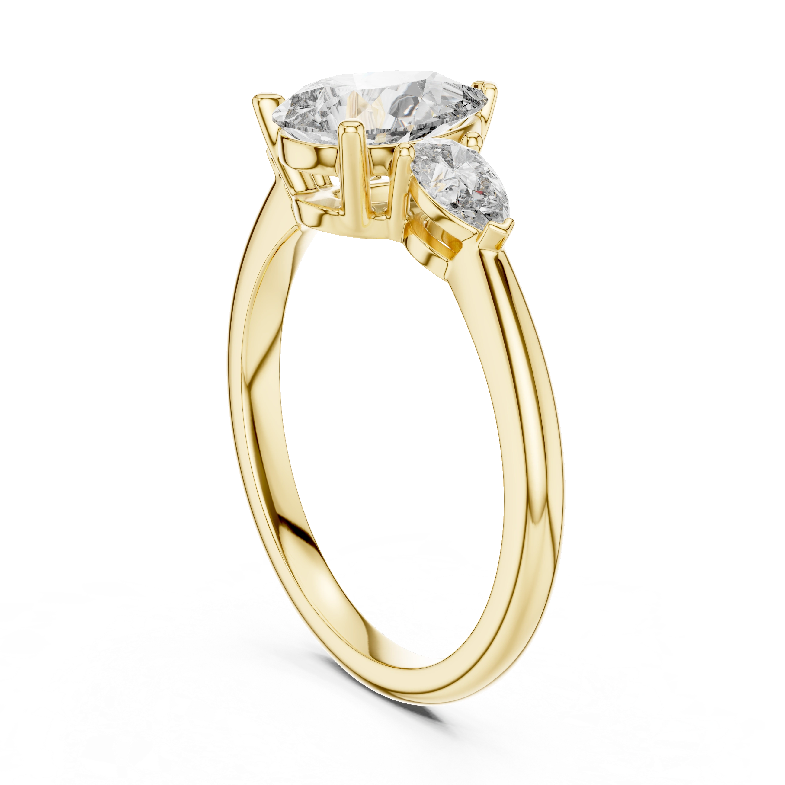 Gold 1 20Ct Reiko Lab Grown Diamond Pear Three Stone Ring