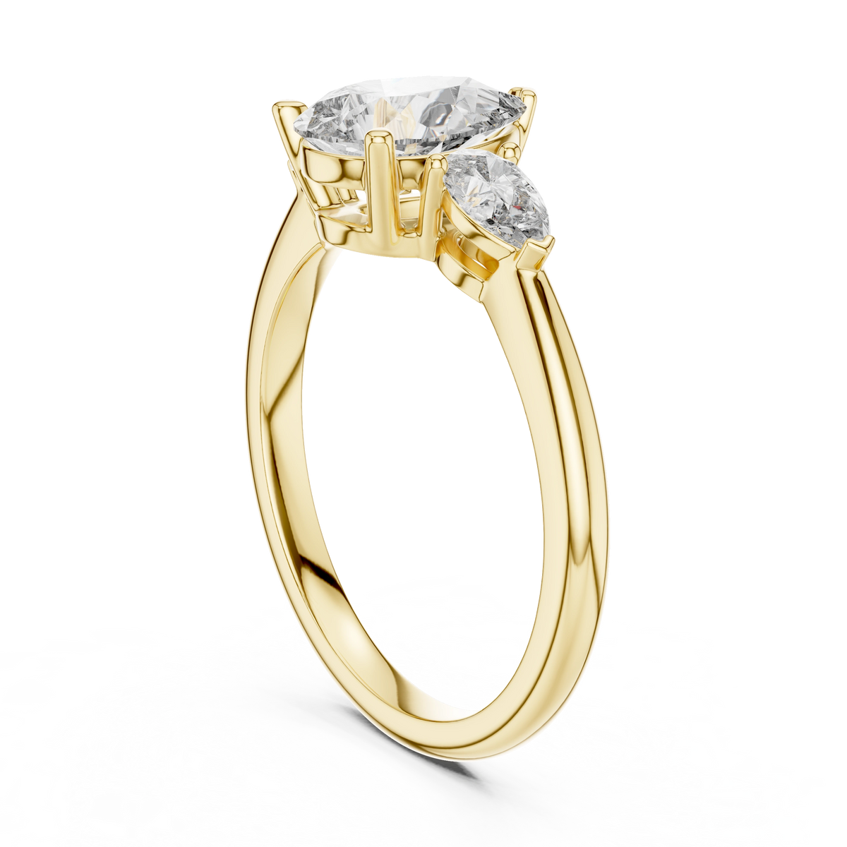 Gold 1 20Ct Reiko Lab Grown Diamond Pear Three Stone Ring