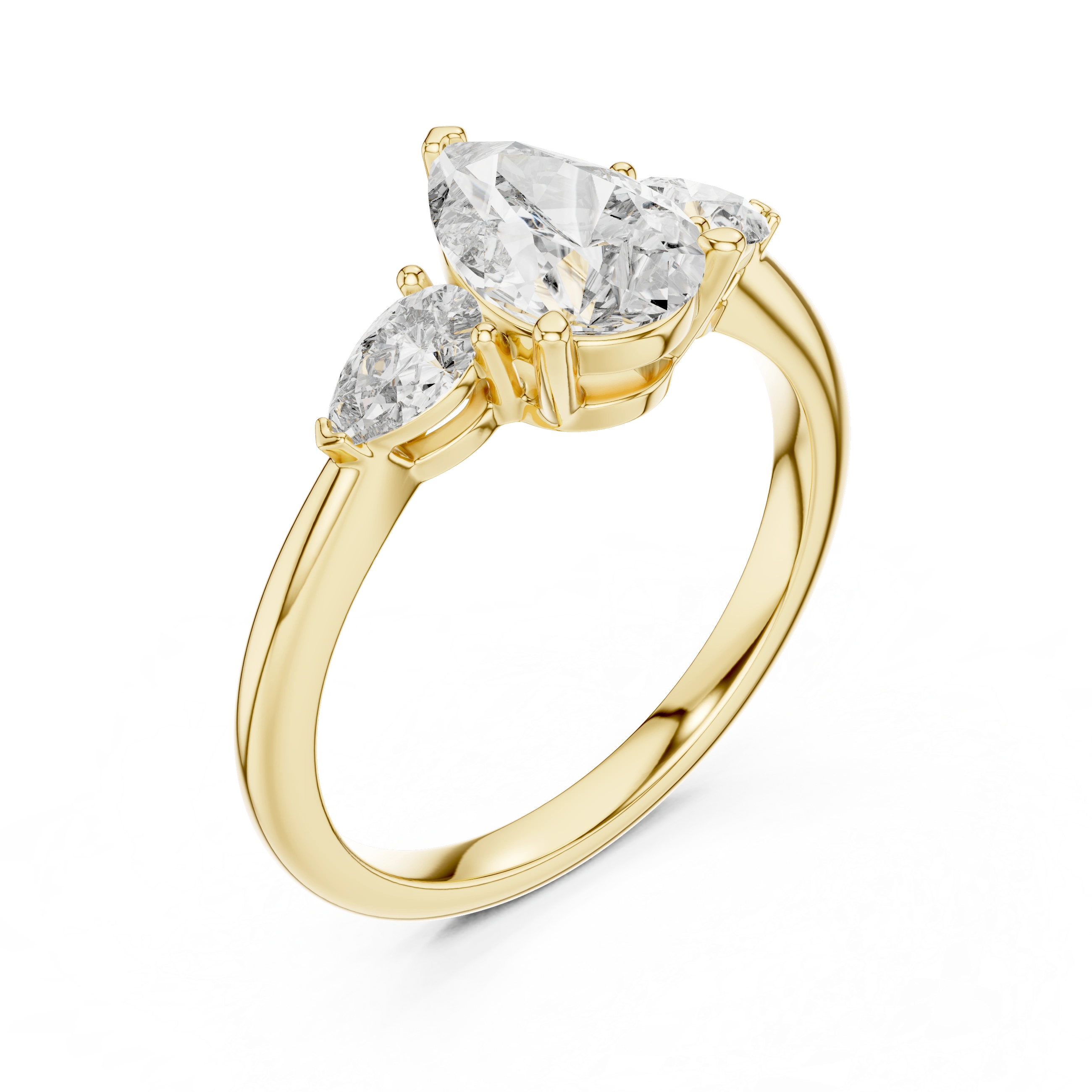Gold 1 20Ct Reiko Lab Grown Diamond Pear Three Stone Ring