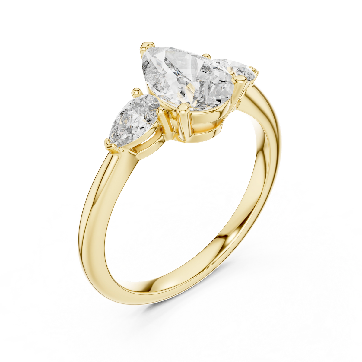Gold 1 20Ct Reiko Lab Grown Diamond Pear Three Stone Ring