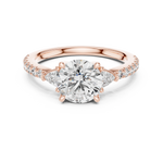 Gold 1Ct Kairi Round Solitaire Lab Grown Diamond Trilliant Side Stone Ring