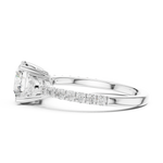 Gold 1Ct Kairi Round Solitaire Lab Grown Diamond Trilliant Side Stone Ring