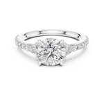 Gold 1Ct Kairi Round Solitaire Lab Grown Diamond Trilliant Side Stone Ring