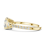 Gold 1Ct Kairi Round Solitaire Lab Grown Diamond Trilliant Side Stone Ring