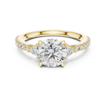 Gold 1Ct Kairi Round Solitaire Lab Grown Diamond Trilliant Side Stone Ring
