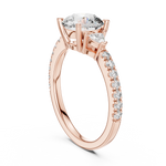 Gold 1Ct Kairi Round Solitaire Lab Grown Diamond Trilliant Side Stone Ring