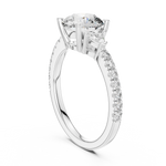 Gold 1Ct Kairi Round Solitaire Lab Grown Diamond Trilliant Side Stone Ring
