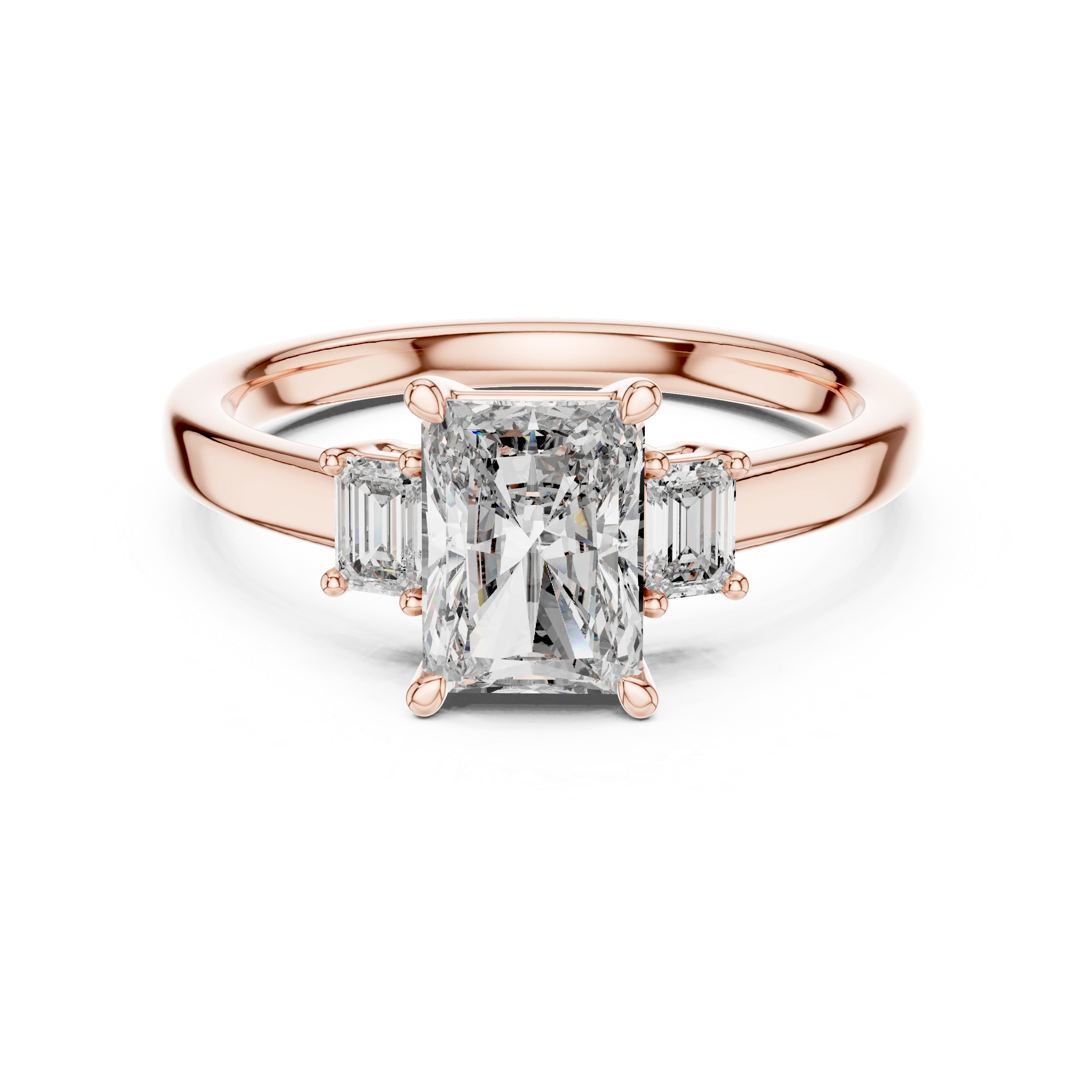 Gold 1 5Ct Radiant Three Stone Lab Grown Diamond Novira Ring