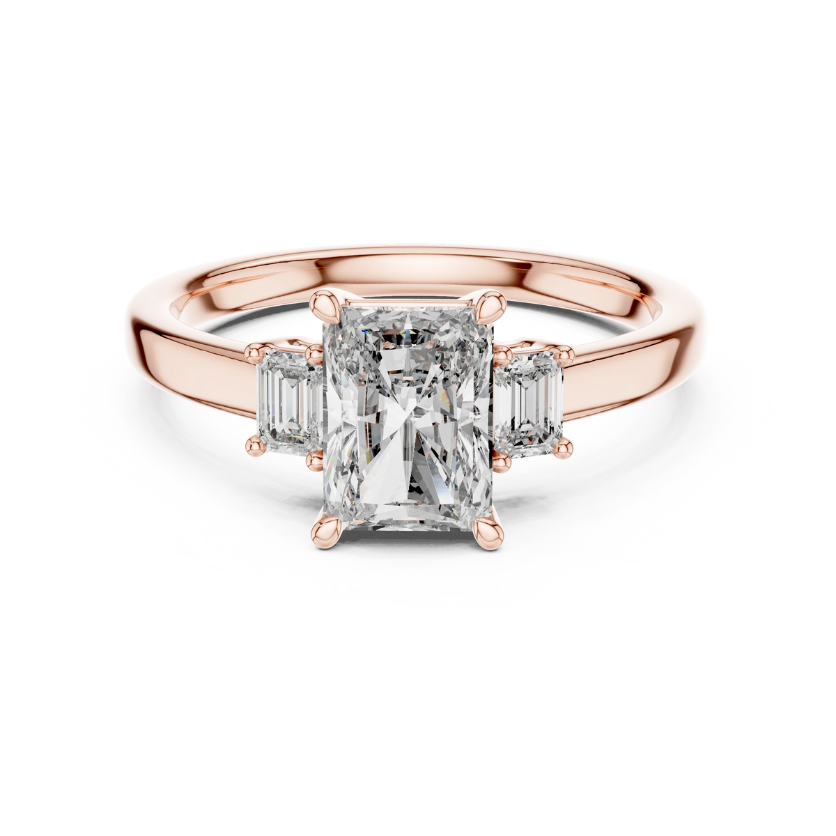 Gold 1 5Ct Radiant Three Stone Lab Grown Diamond Novira Ring