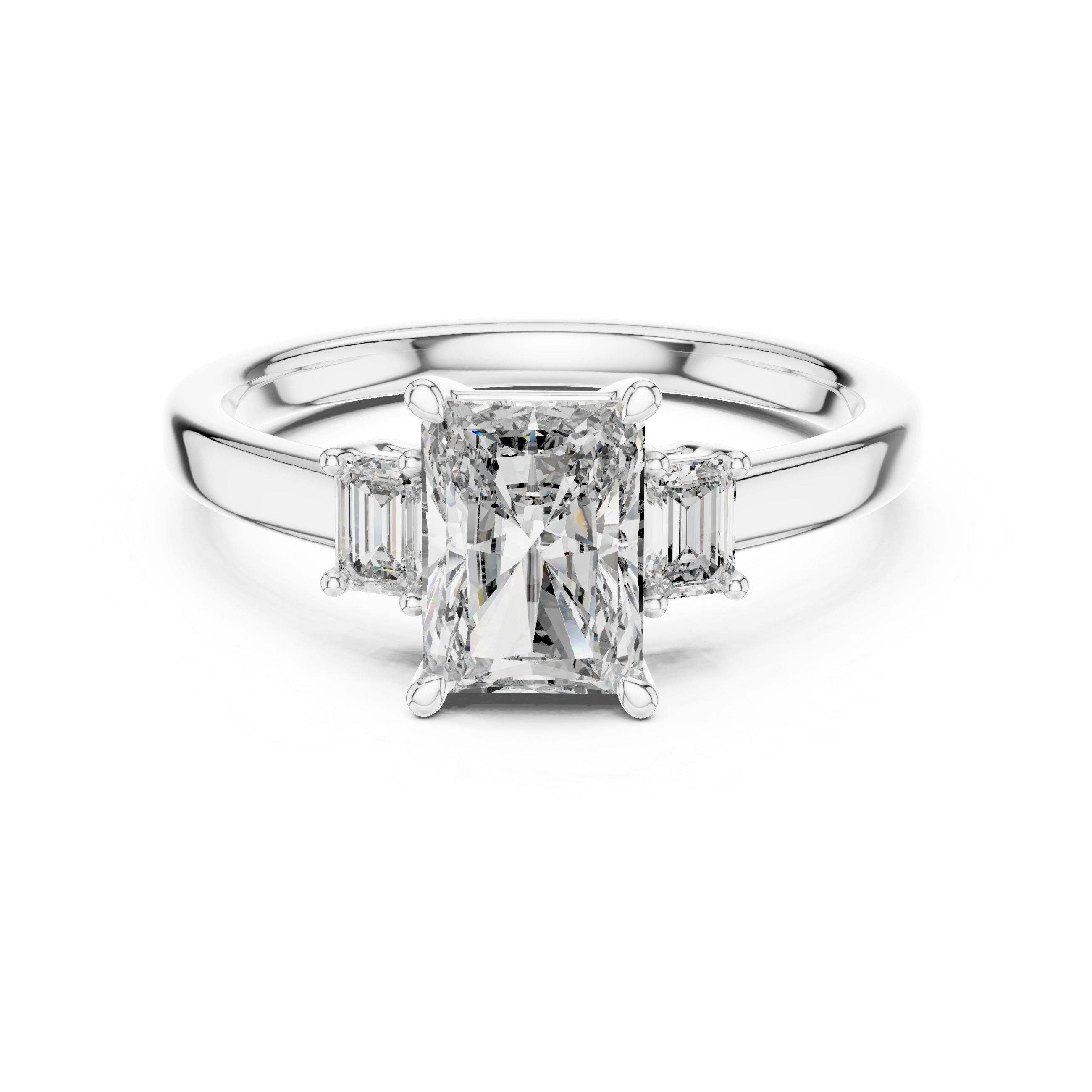 Gold 1 5Ct Radiant Three Stone Lab Grown Diamond Novira Ring