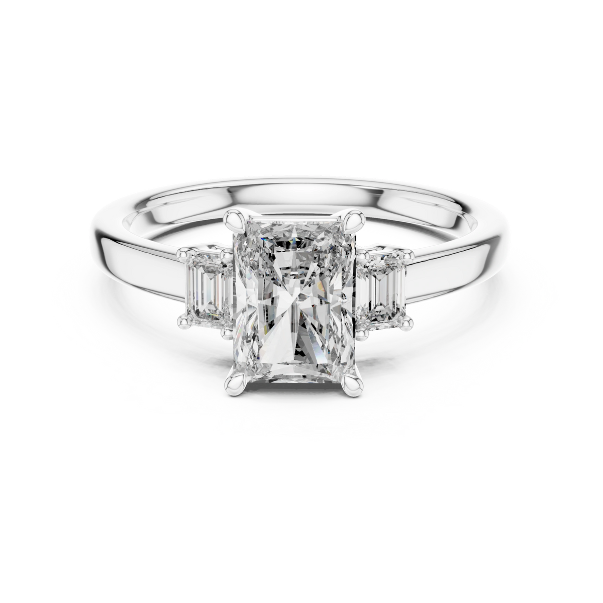 Gold 1 5Ct Radiant Three Stone Lab Grown Diamond Novira Ring