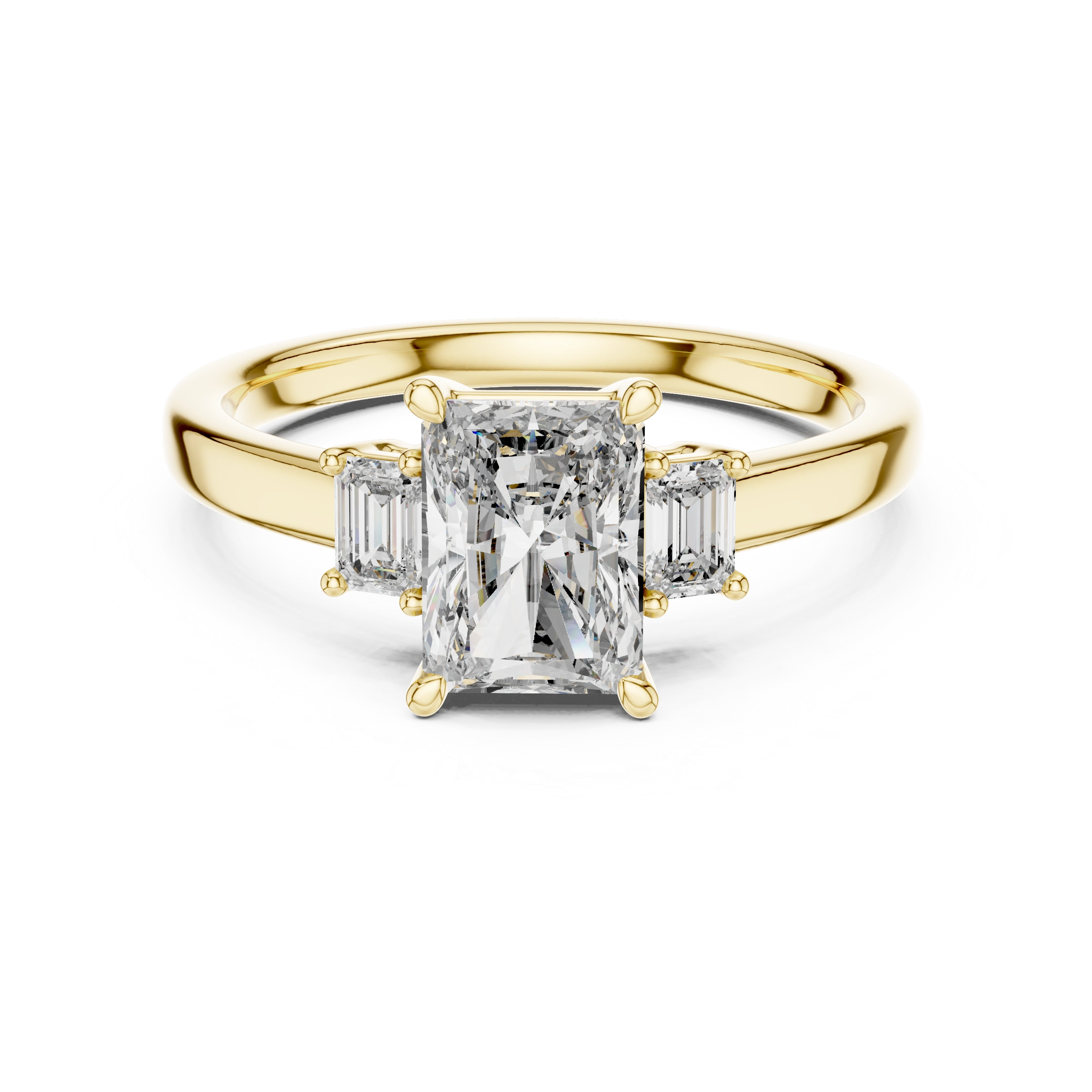 Gold 1 5Ct Radiant Three Stone Lab Grown Diamond Novira Ring