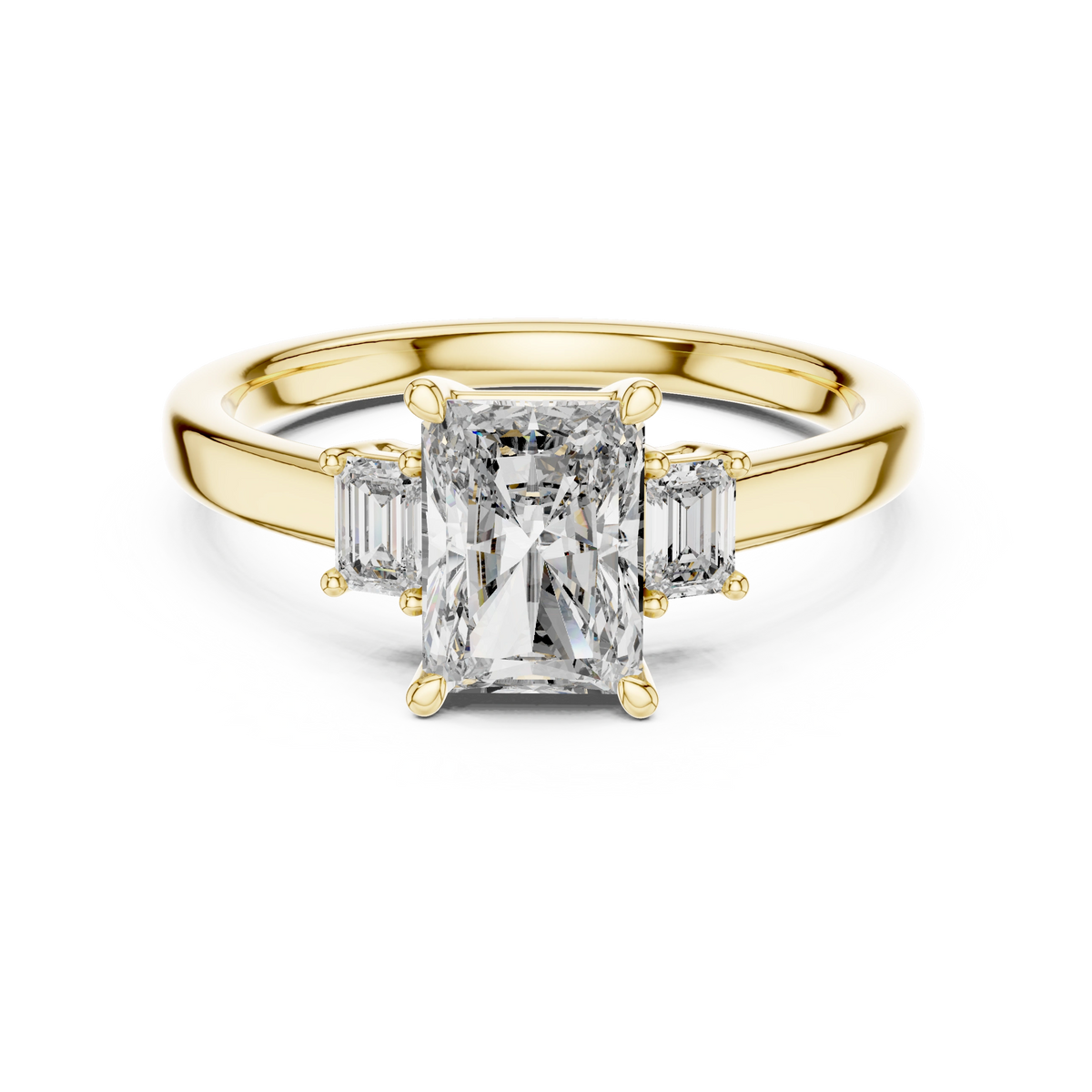 Gold 1 5Ct Radiant Three Stone Lab Grown Diamond Novira Ring