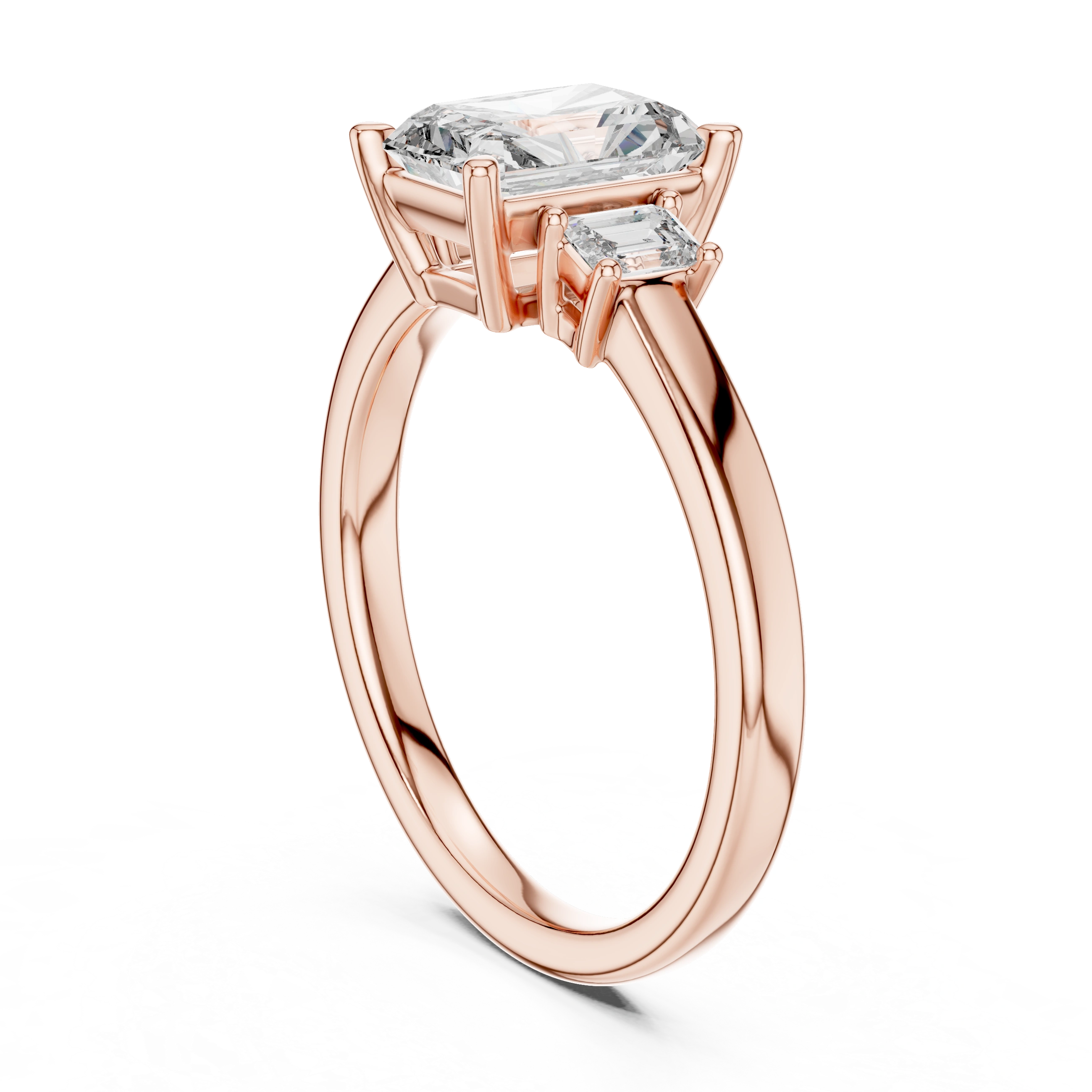 Gold 1 5Ct Radiant Three Stone Lab Grown Diamond Novira Ring