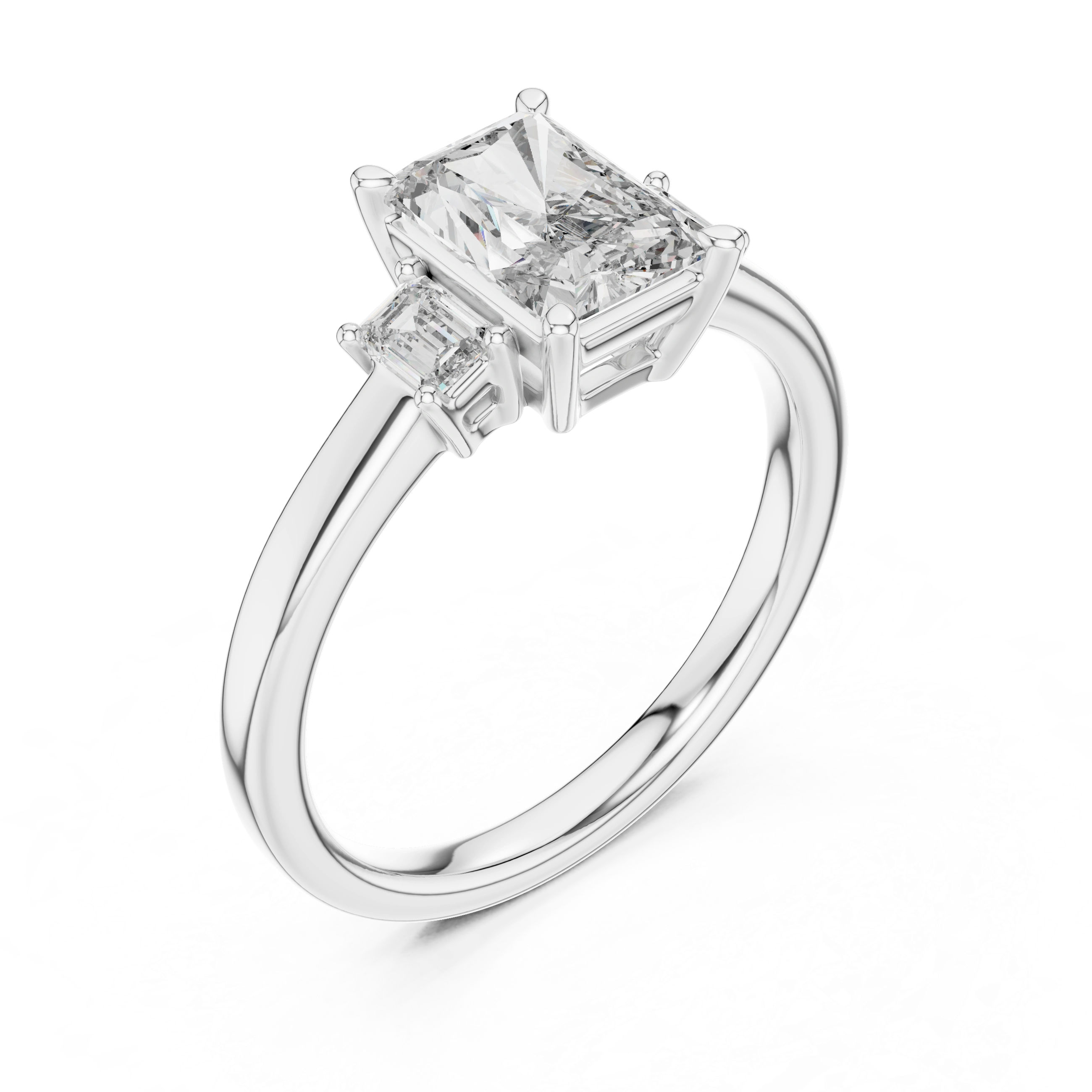 Gold 1 5Ct Radiant Three Stone Lab Grown Diamond Novira Ring