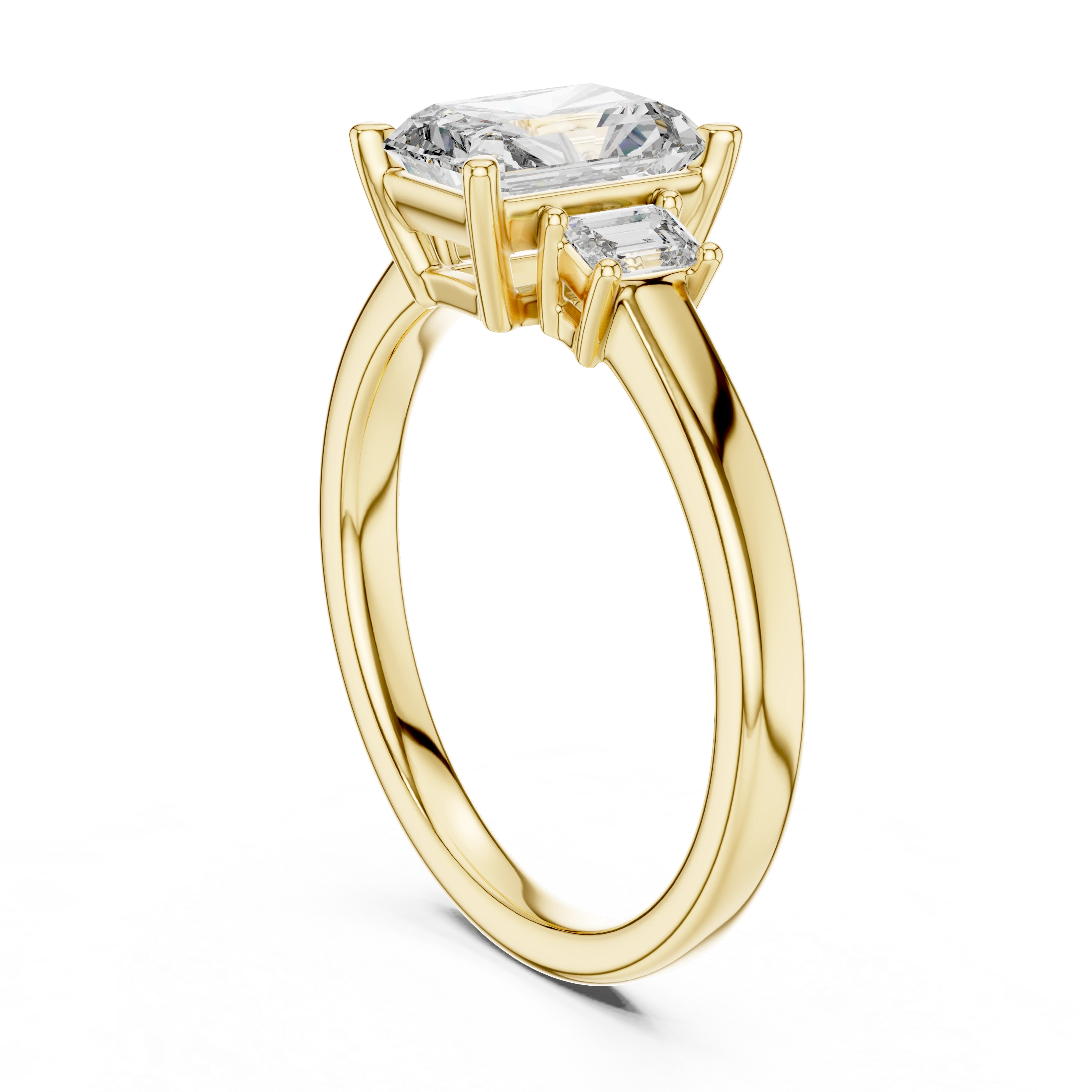Gold 1 5Ct Radiant Three Stone Lab Grown Diamond Novira Ring