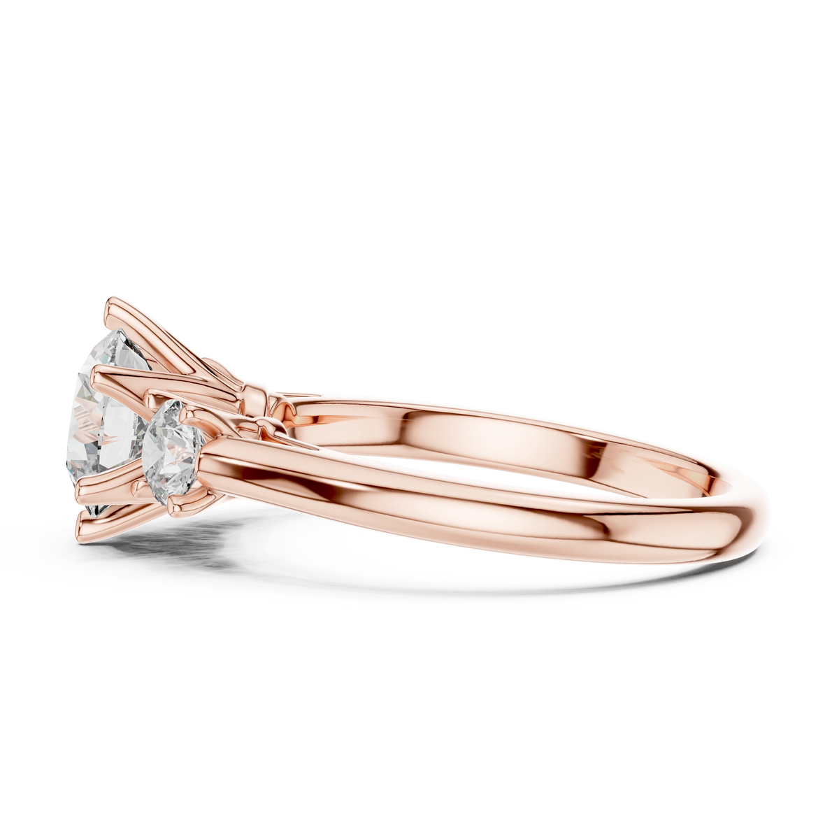 Gold 1 33Ct 6 Prongs Round Three Stone Lab Grown Diamond Opal Ring