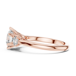 Gold 1 33Ct 6 Prongs Round Three Stone Lab Grown Diamond Opal Ring
