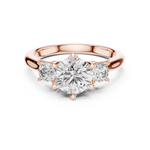 Gold 1 33Ct 6 Prongs Round Three Stone Lab Grown Diamond Opal Ring