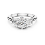 Gold 1 33Ct 6 Prongs Round Three Stone Lab Grown Diamond Opal Ring
