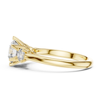 Gold 1 33Ct 6 Prongs Round Three Stone Lab Grown Diamond Opal Ring
