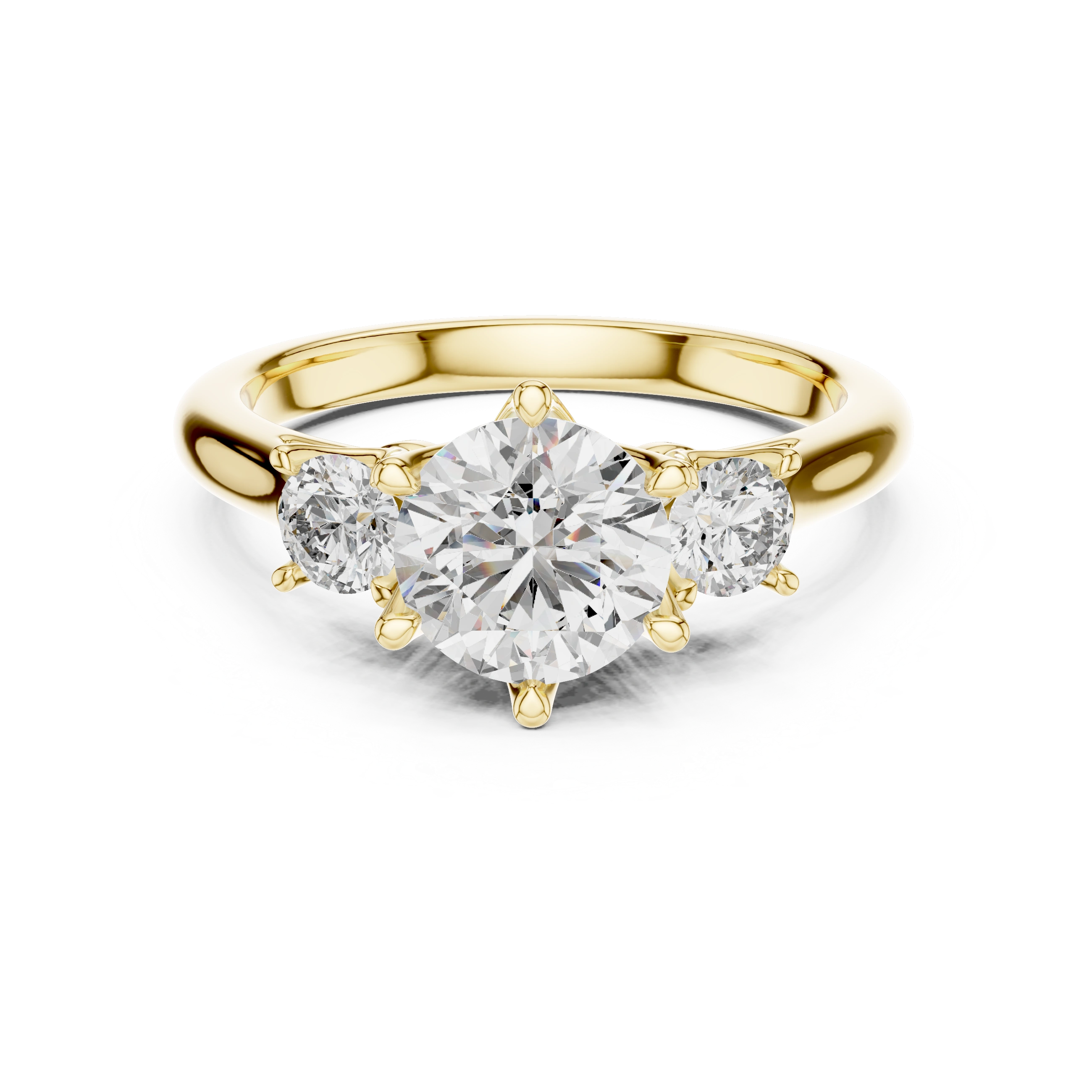 Gold 1 33Ct 6 Prongs Round Three Stone Lab Grown Diamond Opal Ring