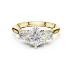 Gold 1 33Ct 6 Prongs Round Three Stone Lab Grown Diamond Opal Ring