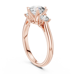 Gold 1 33Ct 6 Prongs Round Three Stone Lab Grown Diamond Opal Ring