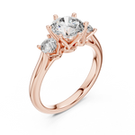 Gold 1 33Ct 6 Prongs Round Three Stone Lab Grown Diamond Opal Ring